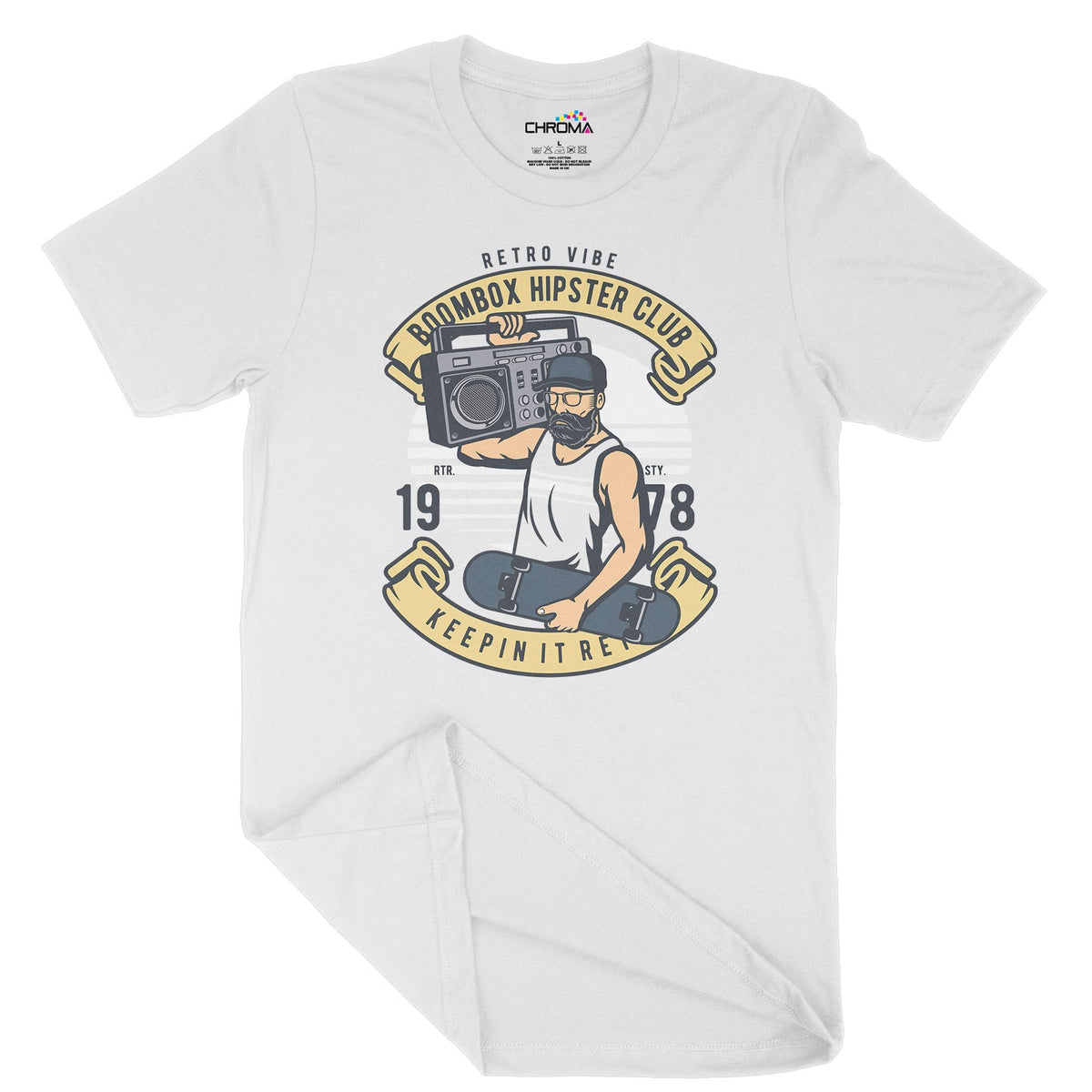 Boombox Hipster Club | Vintage Adult T-Shirt | Classic Vintage Clothin Chroma Clothing