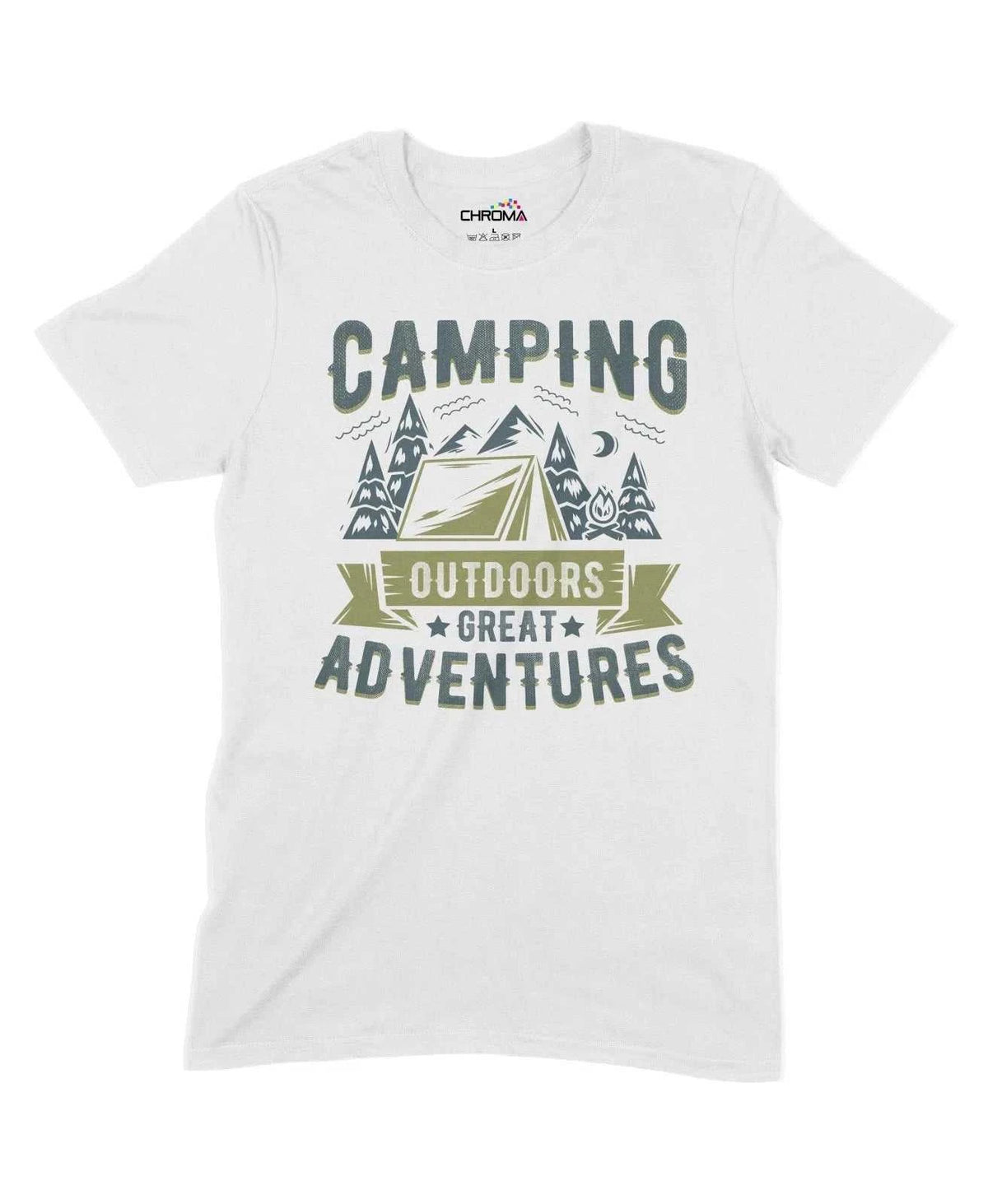 Camping Outdoors, Great Adventures Unisex Adult T-Shirt Chroma Clothing