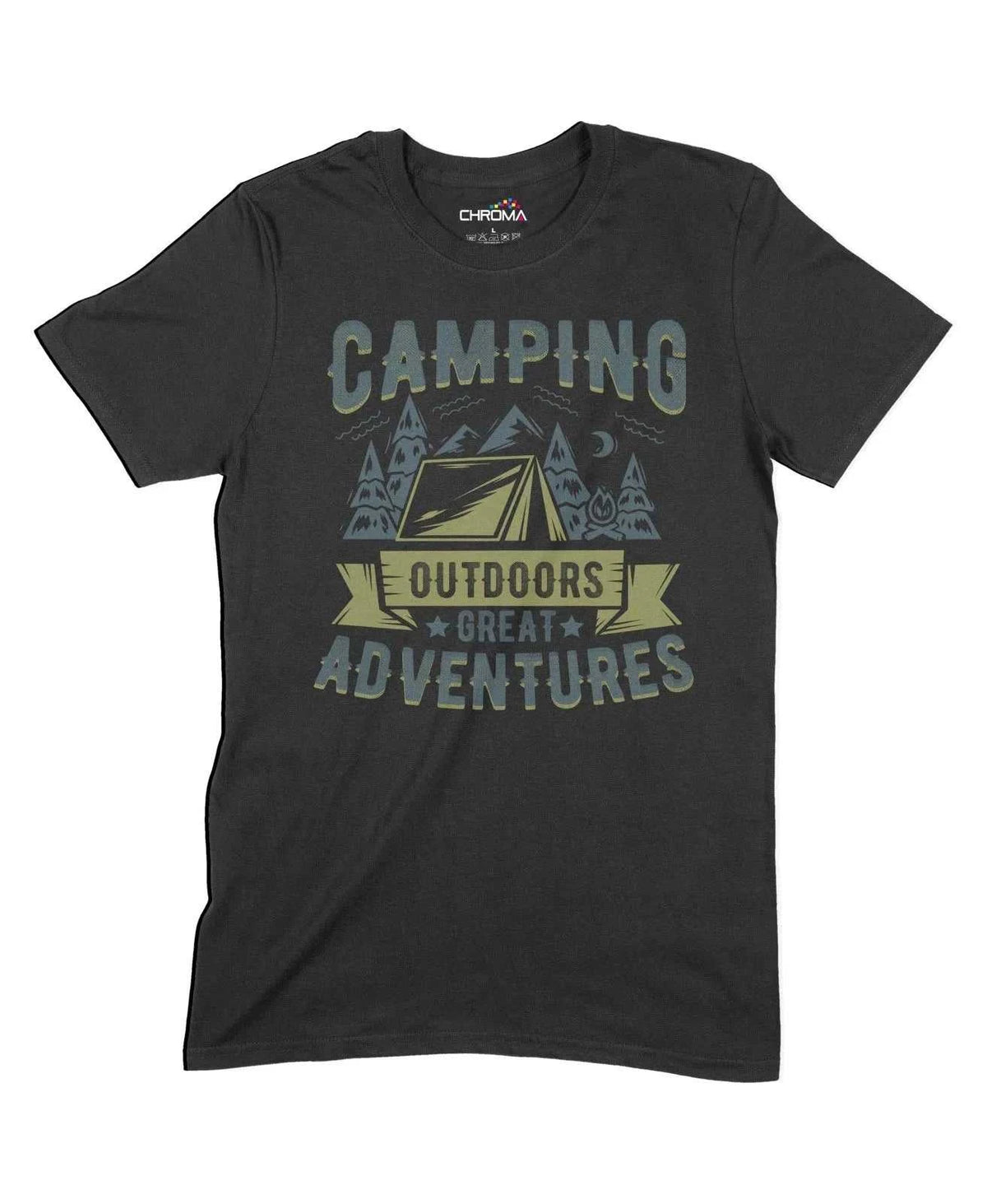 Camping Outdoors, Great Adventures Unisex Adult T-Shirt Chroma Clothing