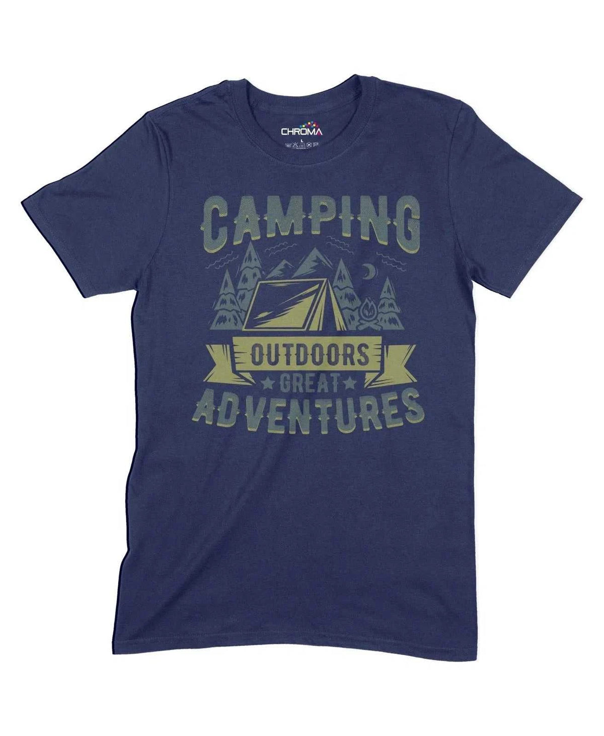 Camping Outdoors, Great Adventures Unisex Adult T-Shirt Chroma Clothing