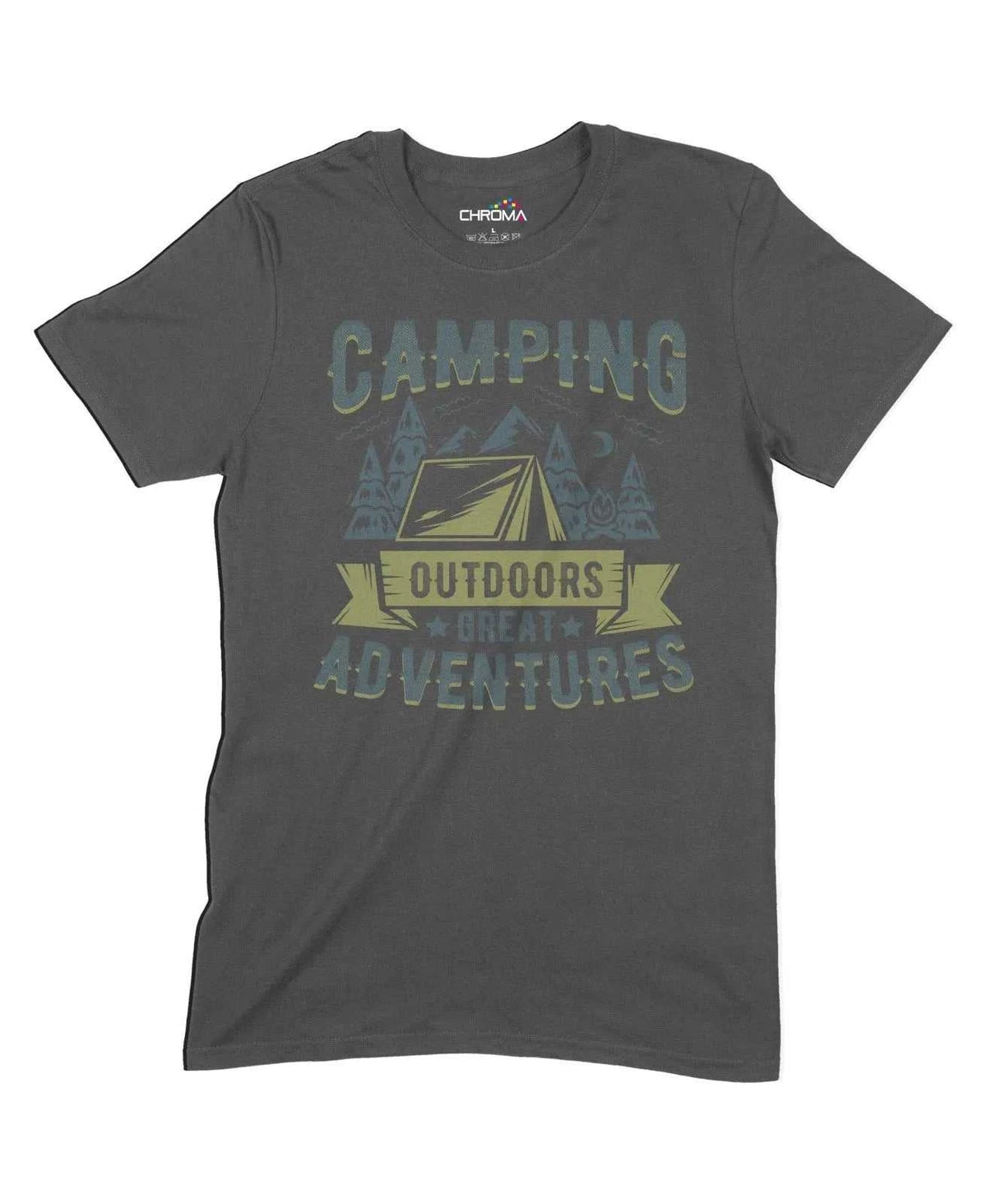 Camping Outdoors, Great Adventures Unisex Adult T-Shirt Chroma Clothing