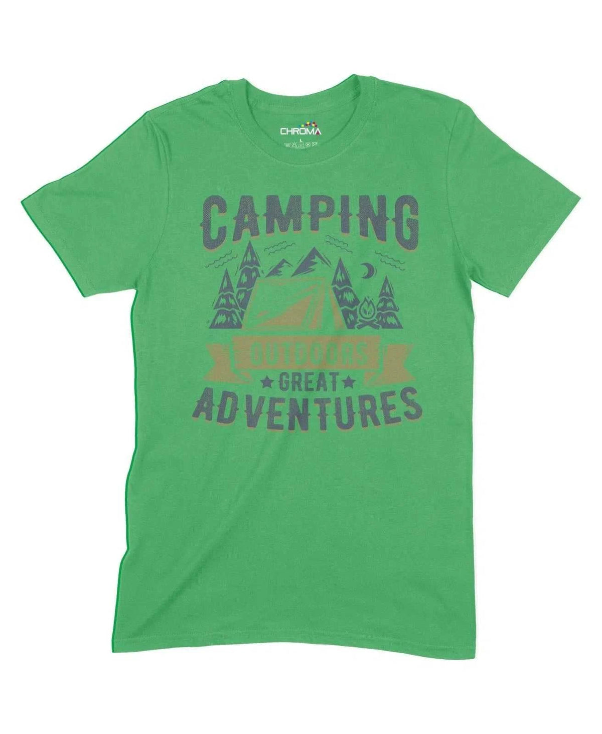 Camping Outdoors, Great Adventures Unisex Adult T-Shirt Chroma Clothing