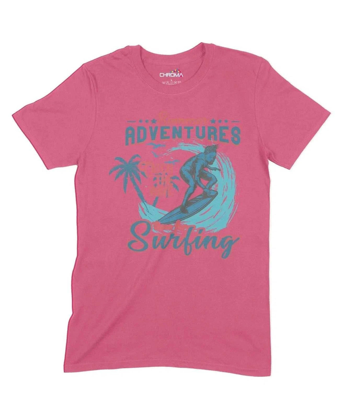 Catch The Wave Summer Adventures Unisex Adult T-Shirt Chroma Clothing