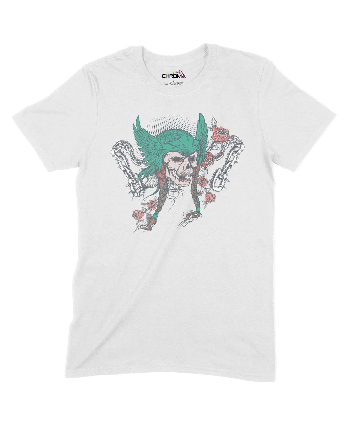 Chained Skull Maiden Unisex Adult T-Shirt Chroma Clothing