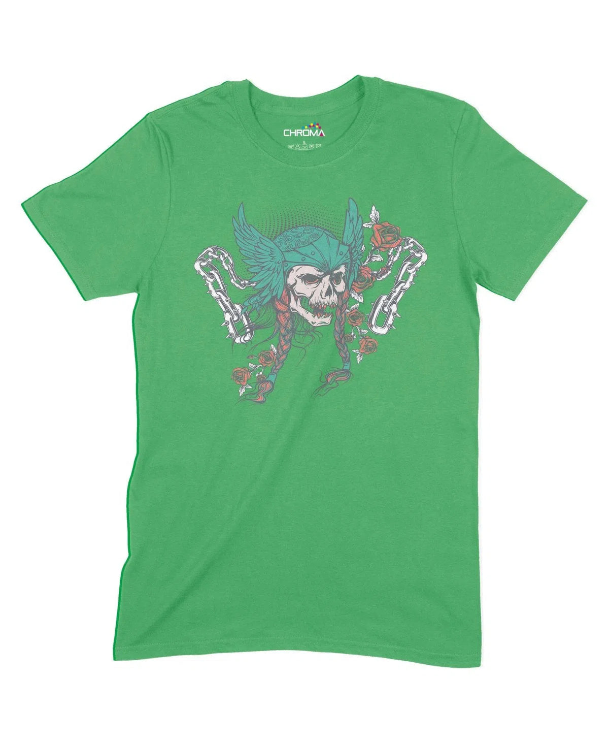 Chained Skull Maiden Unisex Adult T-Shirt Chroma Clothing