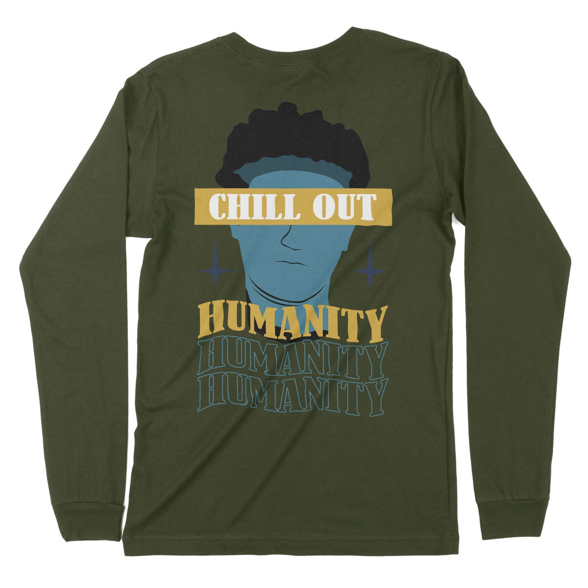 Chill Out Humanity | Back Print | Long-Sleeve T-Shirt | Premium Qualit Chroma Clothing