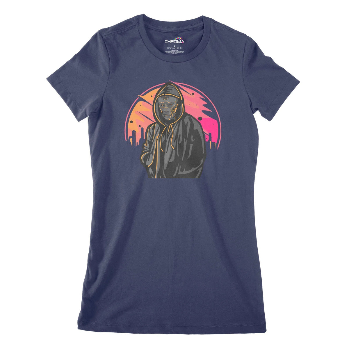 Cyborg Sunset Cyberpunk Women's Classic Fitted T-Shirt | Premium Quali Chroma Clothing