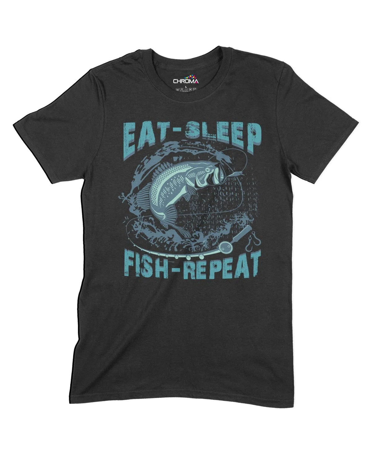 Eat Sleep Fish Repeat Unisex Adult T-Shirt Chroma Clothing