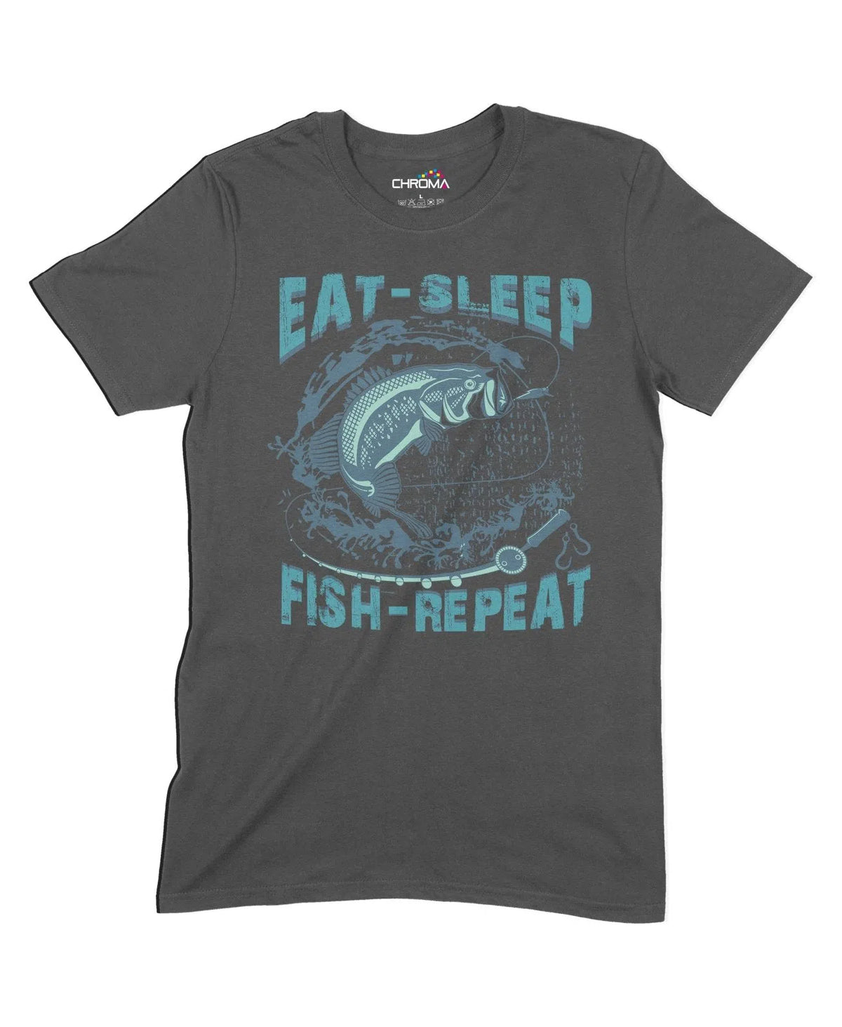 Eat Sleep Fish Repeat Unisex Adult T-Shirt Chroma Clothing