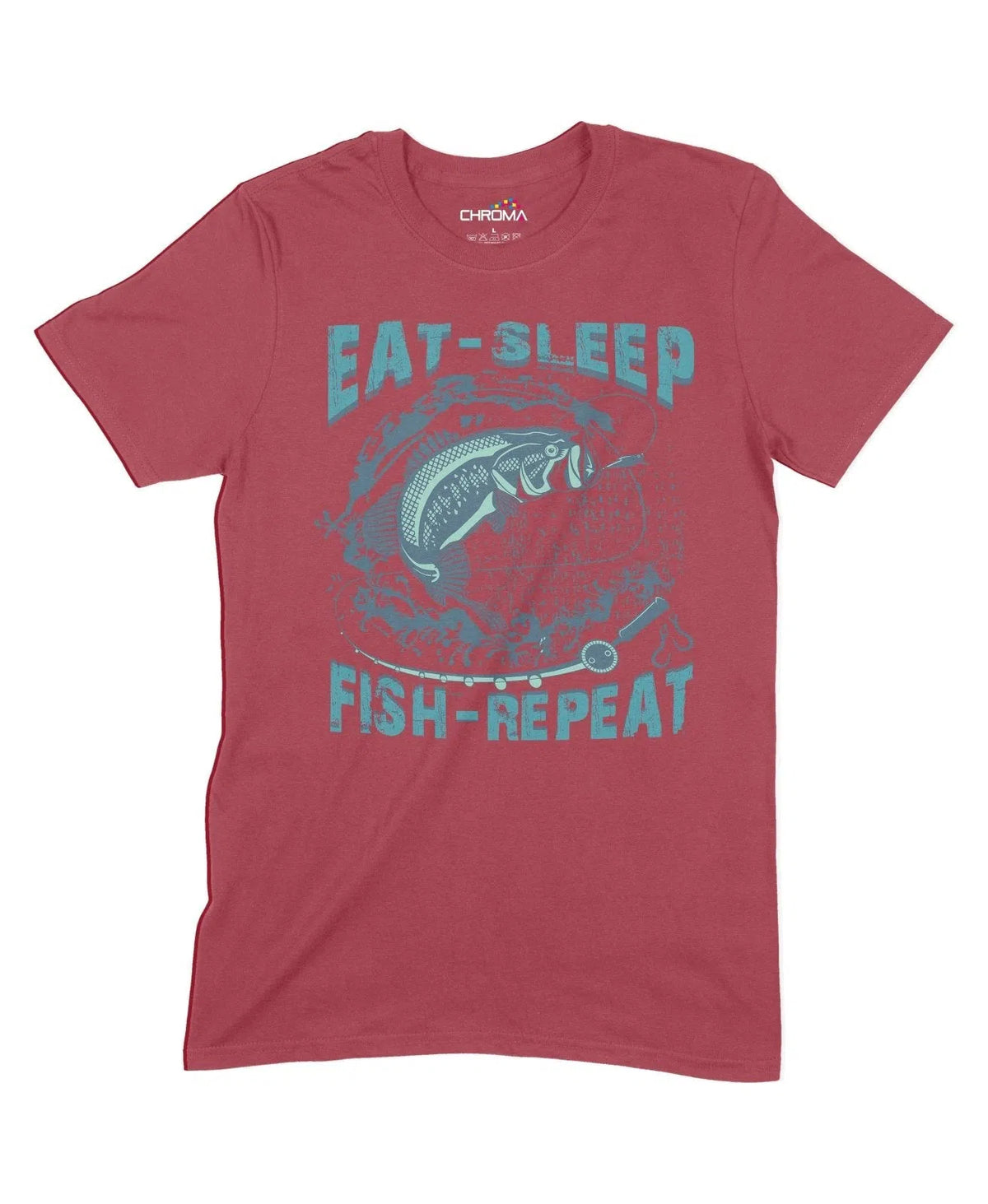 Eat Sleep Fish Repeat Unisex Adult T-Shirt Chroma Clothing