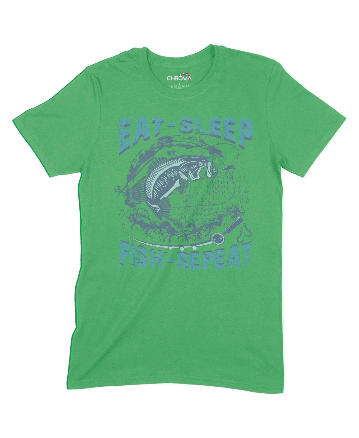 Eat Sleep Fish Repeat Unisex Adult T-Shirt Chroma Clothing