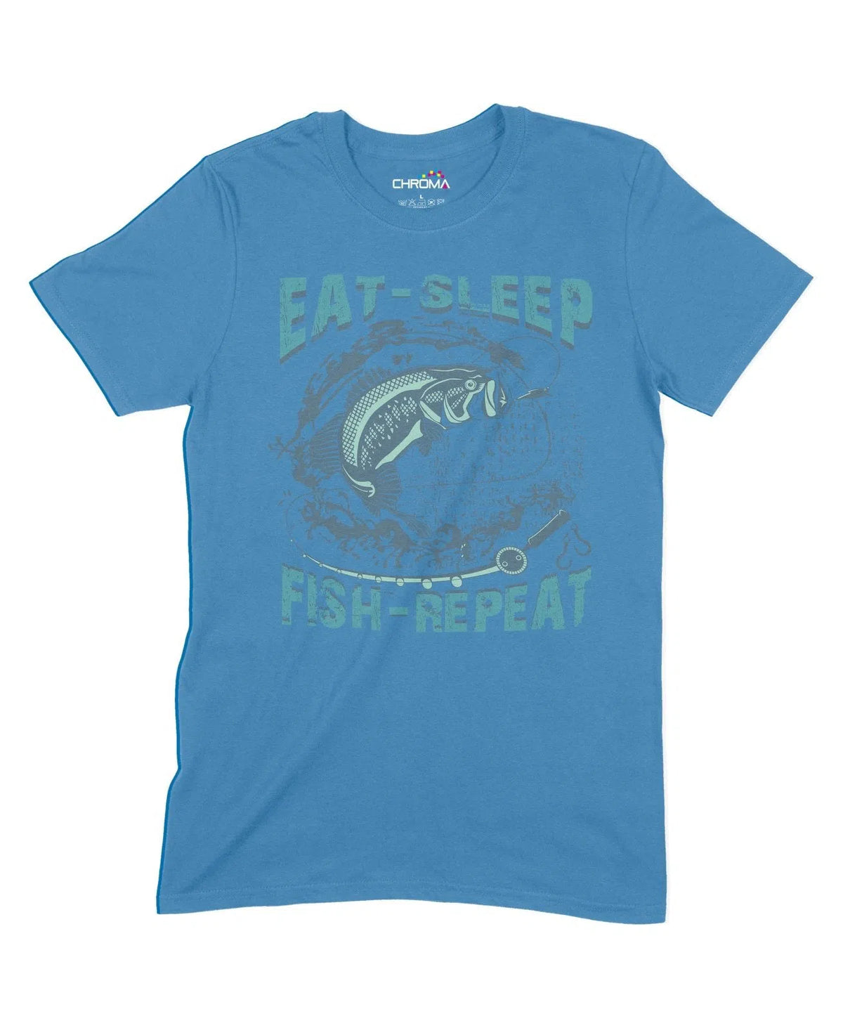 Eat Sleep Fish Repeat Unisex Adult T-Shirt Chroma Clothing