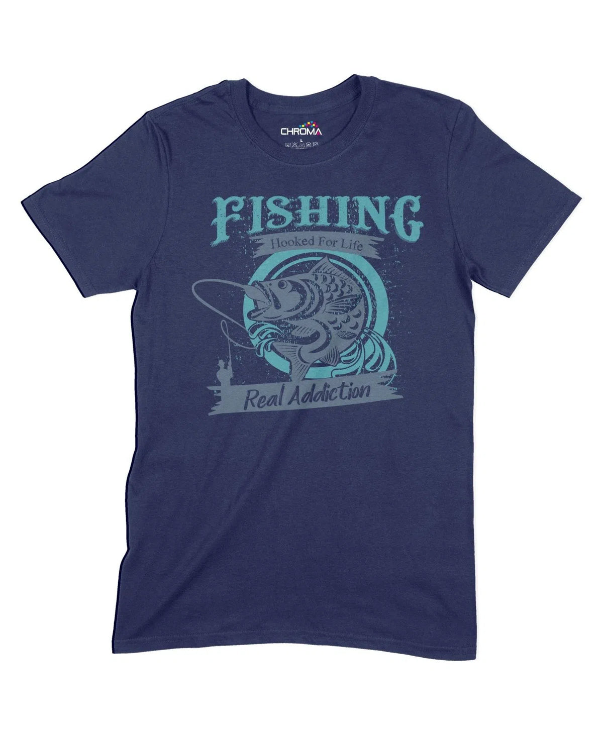 Fishing Hooked For Life Unisex Adult T-Shirt Chroma Clothing