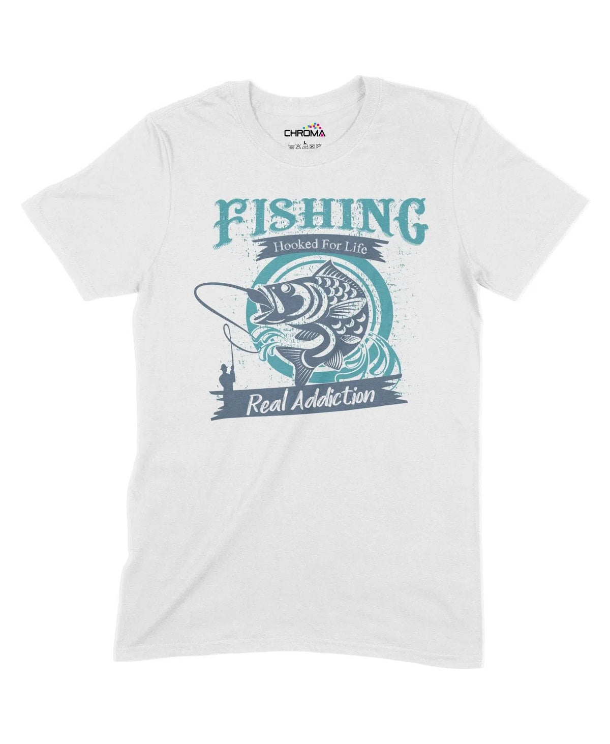 Fishing Hooked For Life Unisex Adult T-Shirt Chroma Clothing