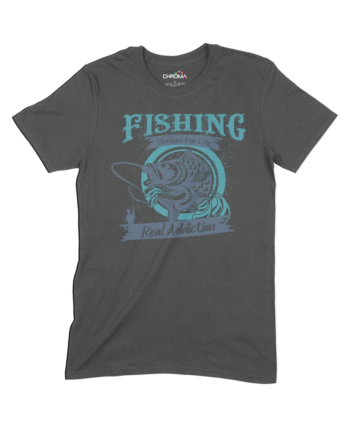 Fishing Hooked For Life Unisex Adult T-Shirt Chroma Clothing