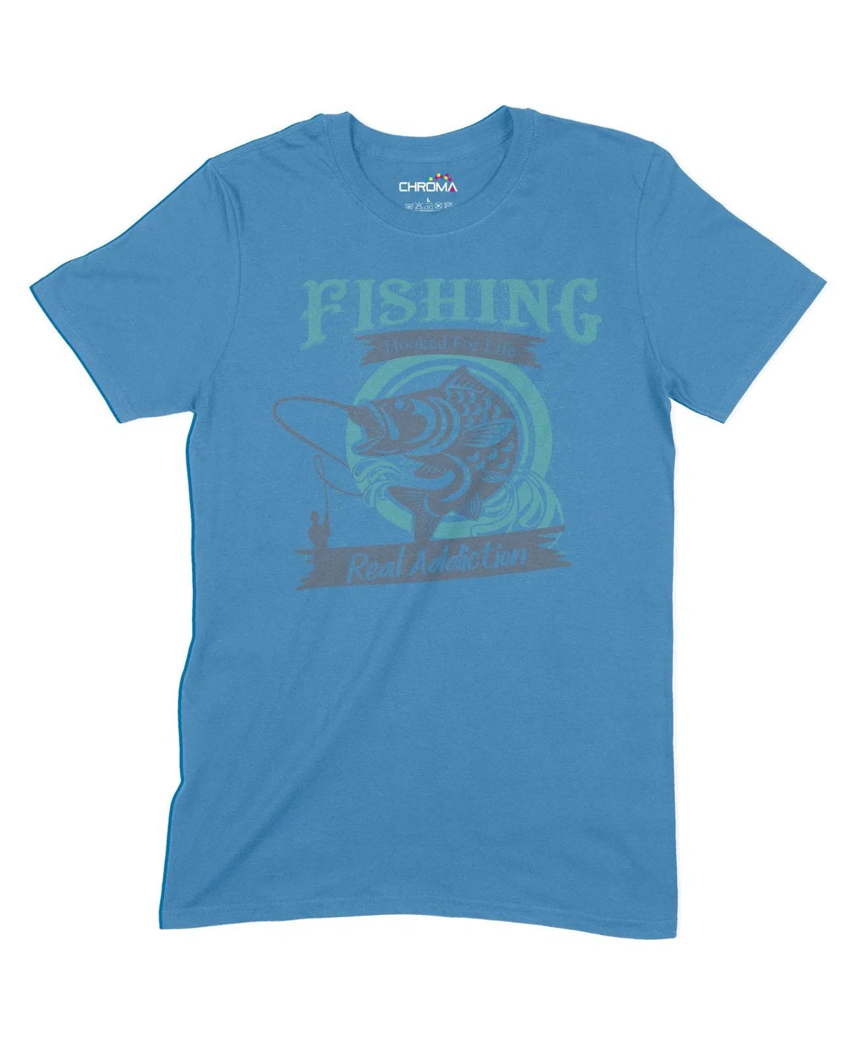 Fishing Hooked For Life Unisex Adult T-Shirt Chroma Clothing