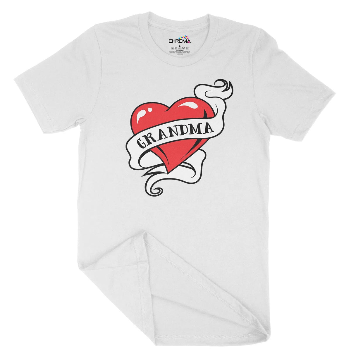 Grandma Tattoo Heart Unisex Adult T-Shirt | Quality Slogan Clothing Chroma Clothing
