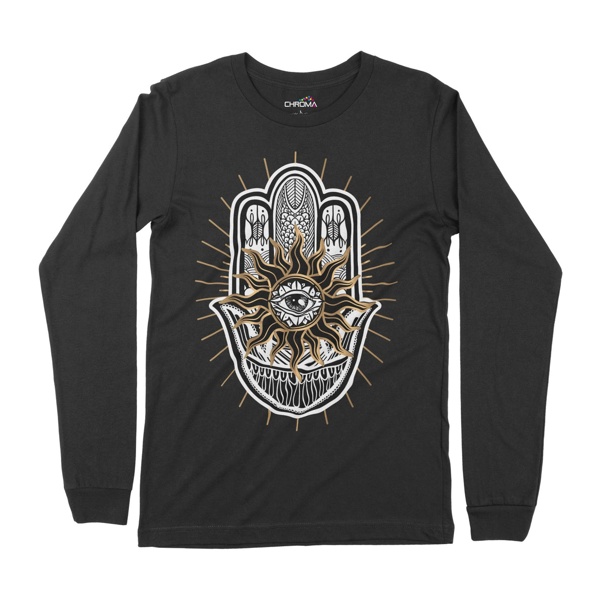 Hamsa Hand Evil Eye | Long-Sleeve T-Shirt | Premium Quality Streetwear Chroma Clothing