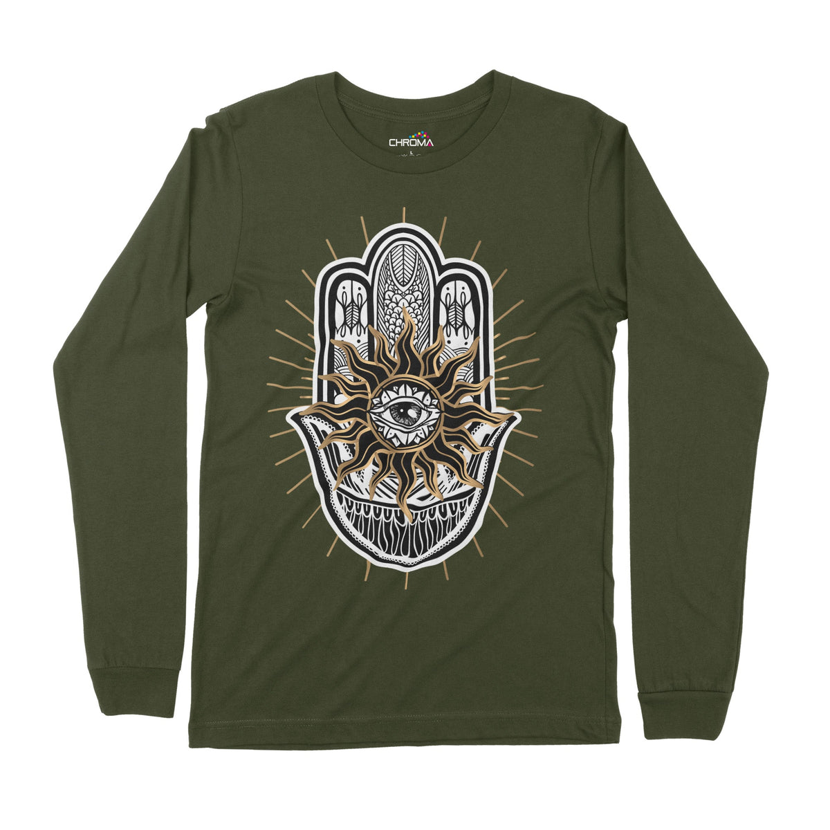 Hamsa Hand Evil Eye | Long-Sleeve T-Shirt | Premium Quality Streetwear Chroma Clothing