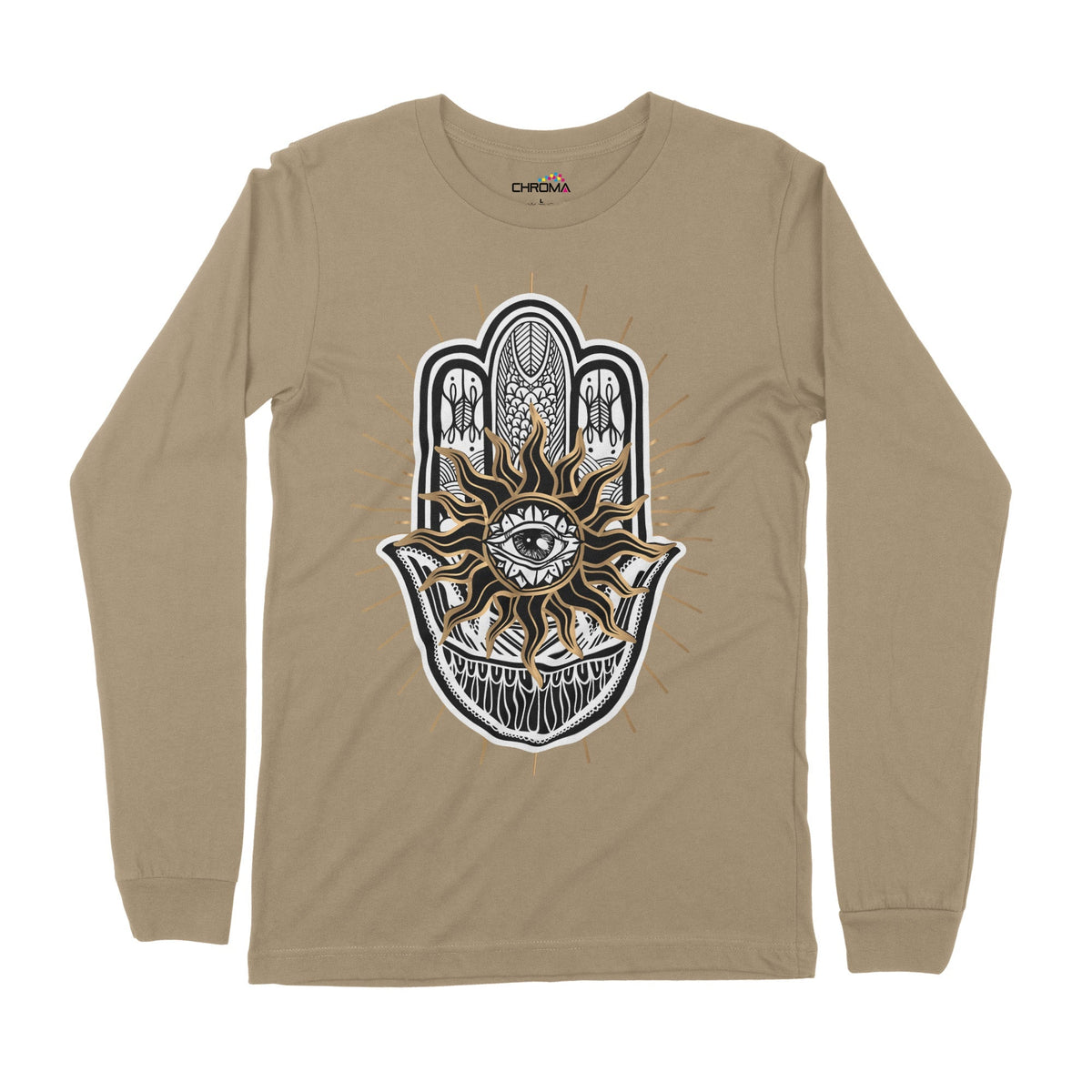 Hamsa Hand Evil Eye | Long-Sleeve T-Shirt | Premium Quality Streetwear Chroma Clothing