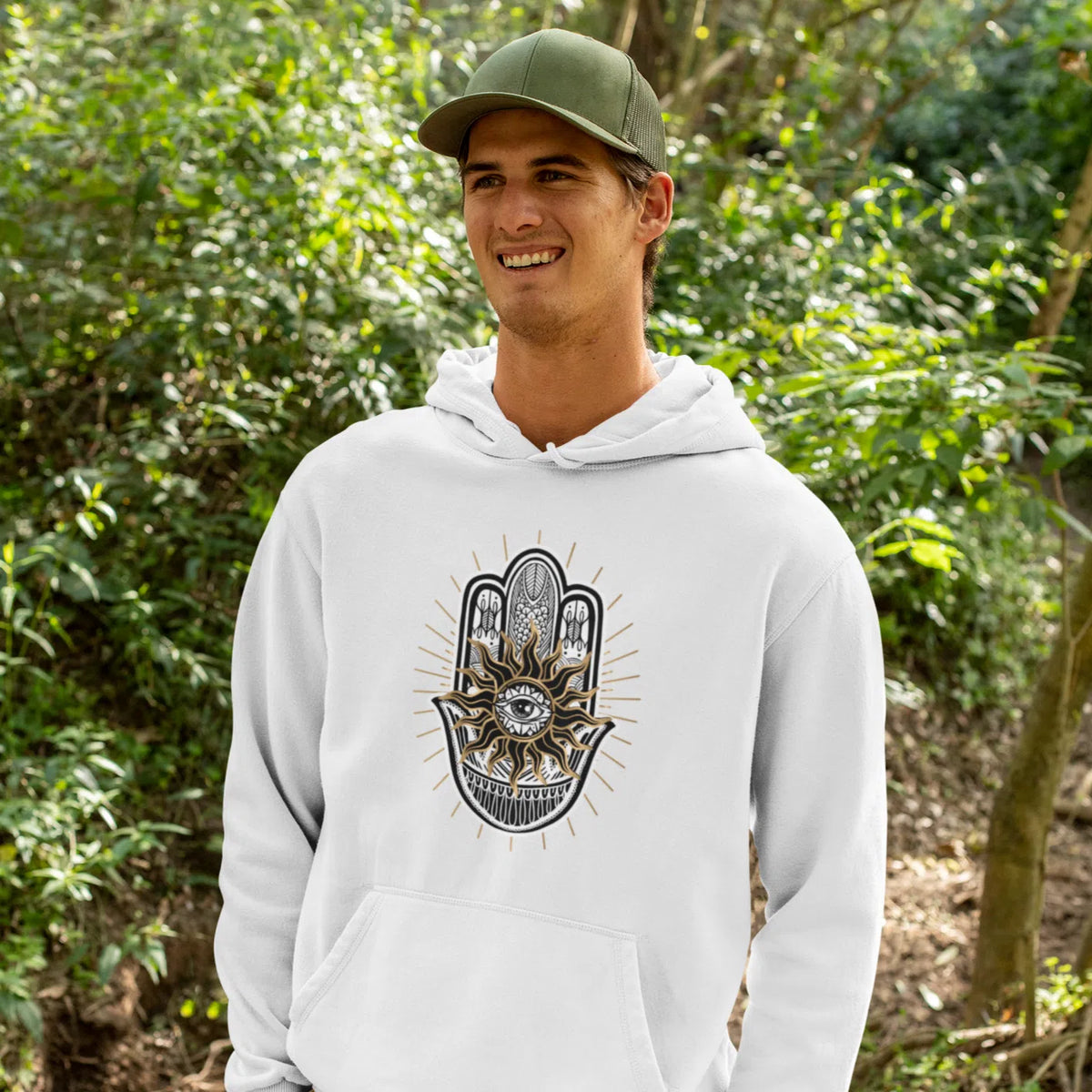 Hamsa Hand Evil Eye Unisex Adult Pullover Hoodie Chroma Clothing