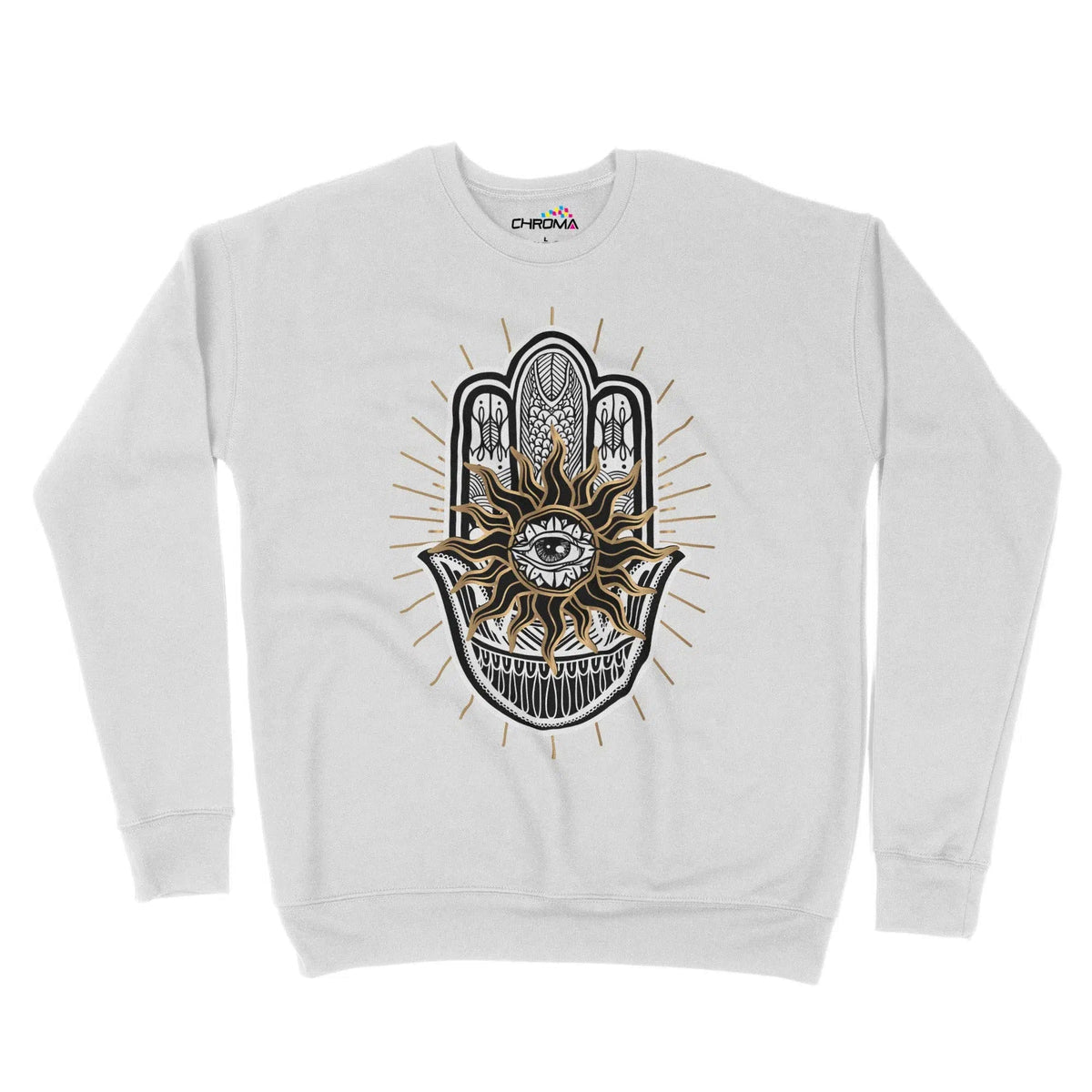 Hamsa Hand Evil Eye Unisex Adult Sweatshirt Chroma Clothing