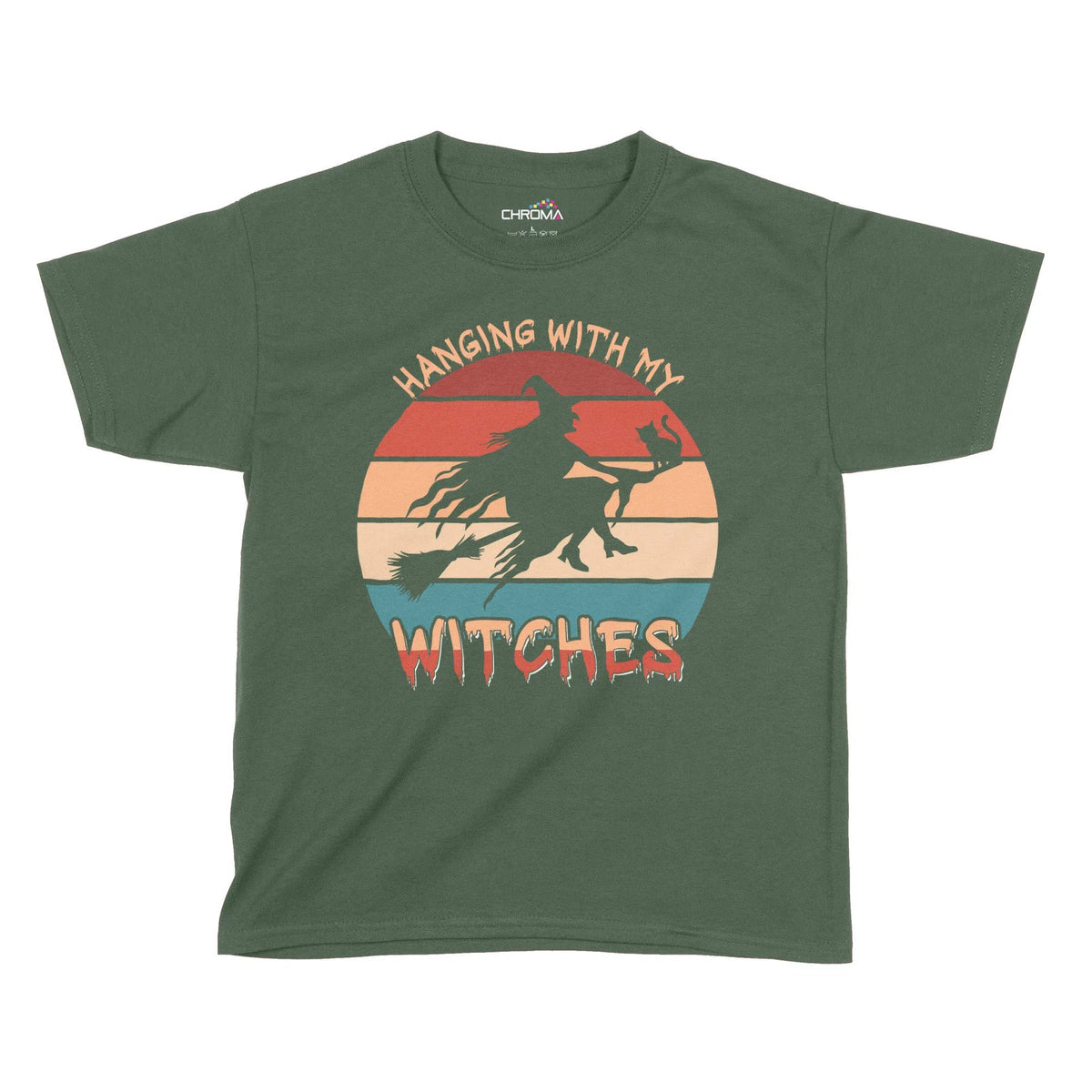 Hanging With My Witches Halloween Kids T-Shirt | Premium Halloween Clo Chroma Clothing