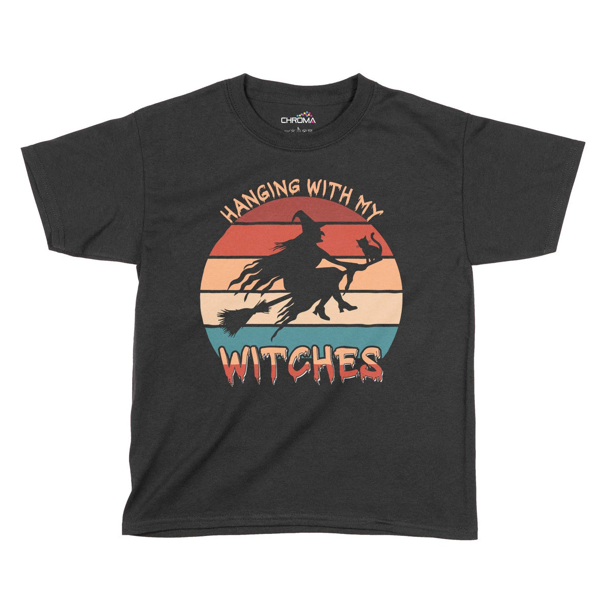 Hanging With My Witches Halloween Kids T-Shirt | Premium Halloween Clo Chroma Clothing