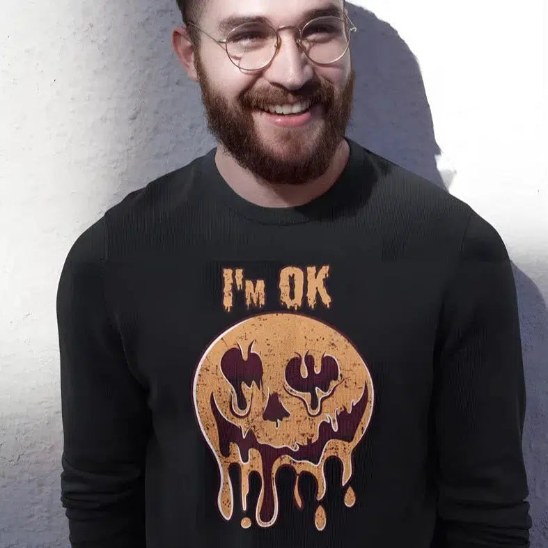 I'M Ok Melting Pumpkin Halloween Unisex Adult Sweatshirt | Premium Hal Chroma Clothing