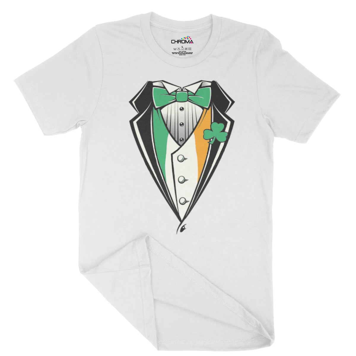 Irish Suit And Bowtie Unisex Adult T-Shirt | Quality Slogan Clothing Chroma Clothing