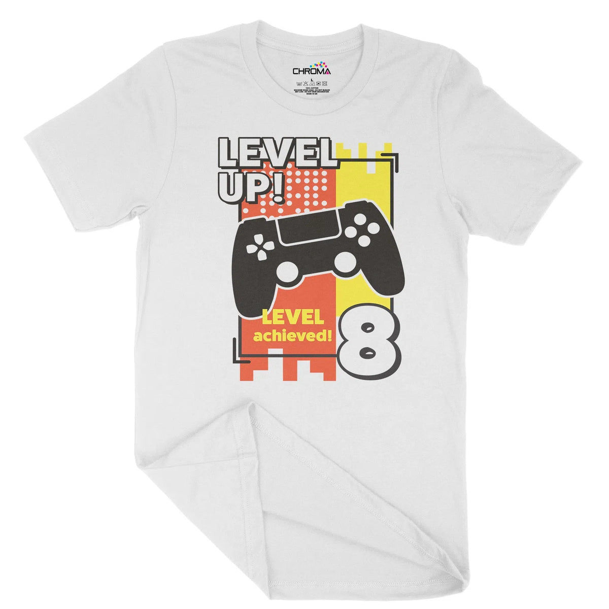 Level Up 8 Gamer Unisex Adult T-Shirt | Quality Slogan Clothing Chroma Clothing