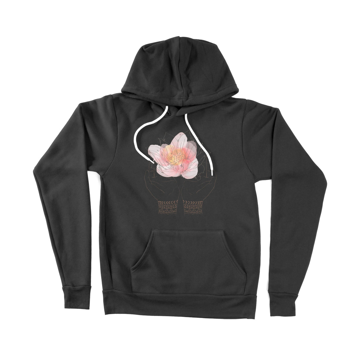 Lotus Yoga Hands Unisex Adult Pullover Hoodie Chroma Clothing