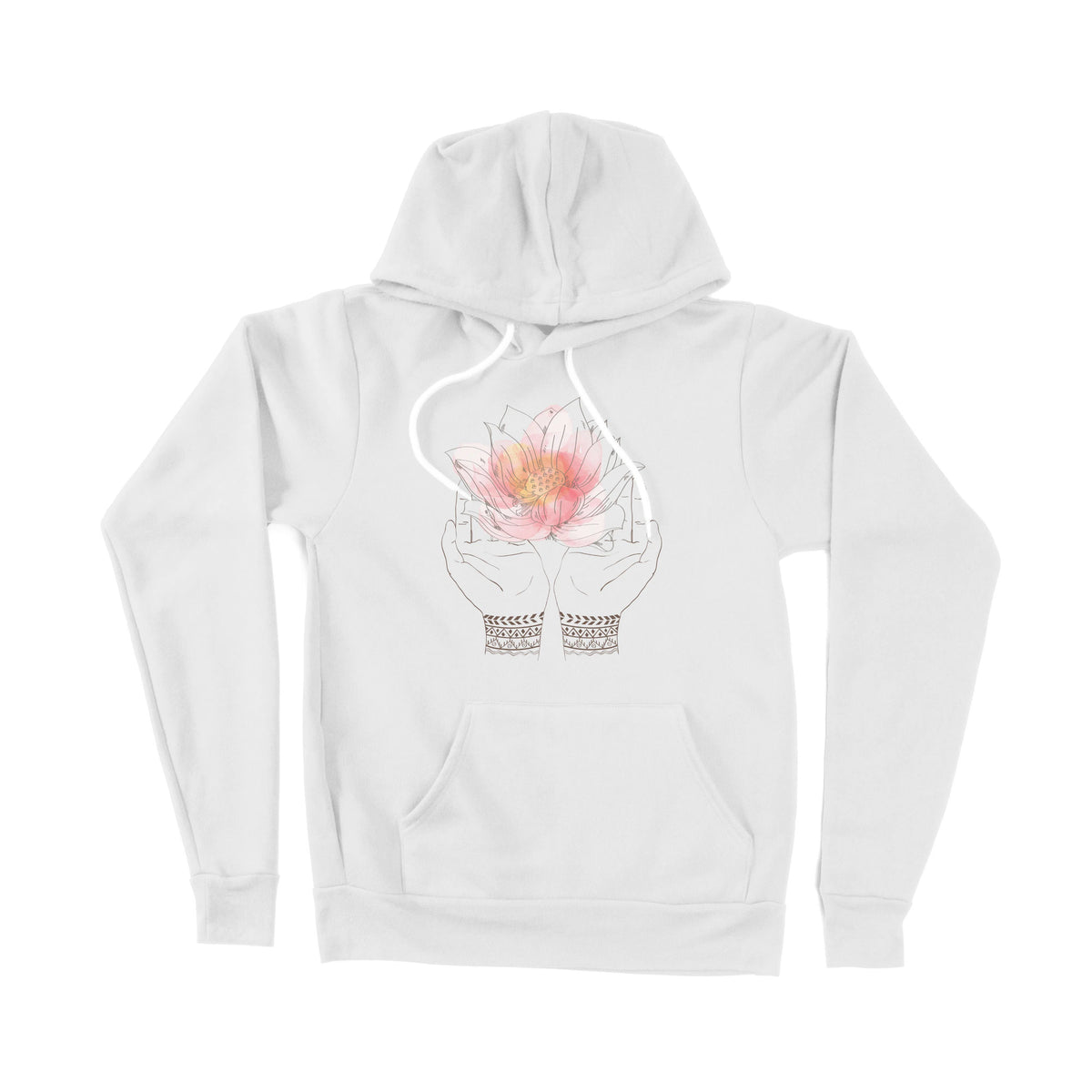 Lotus Yoga Hands Unisex Adult Pullover Hoodie Chroma Clothing