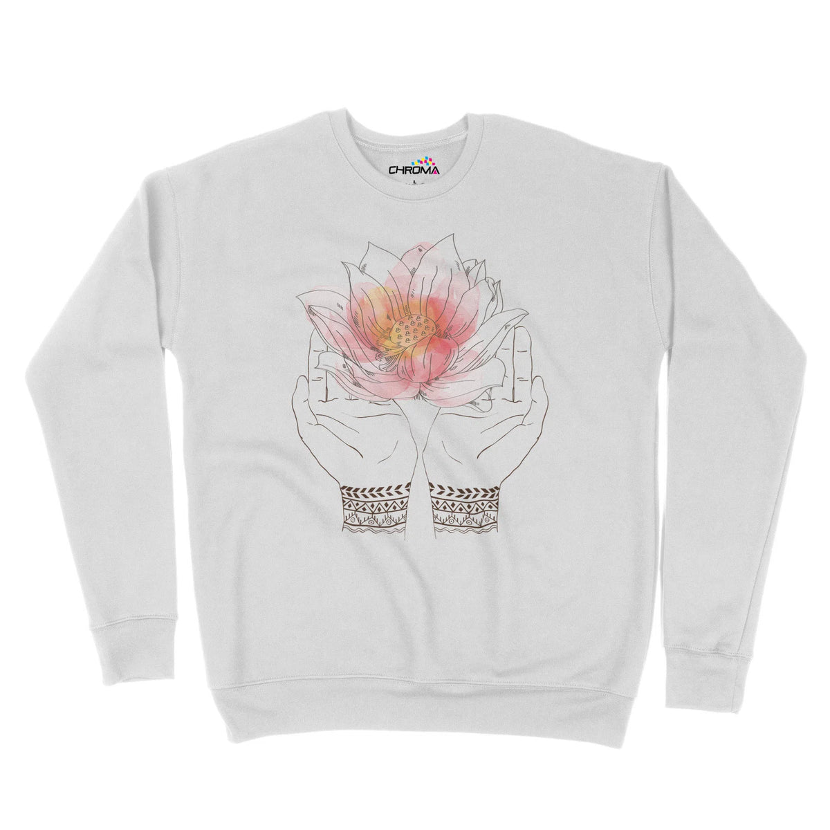 Lotus Yoga Hands Unisex Adult Sweatshirt Chroma Clothing