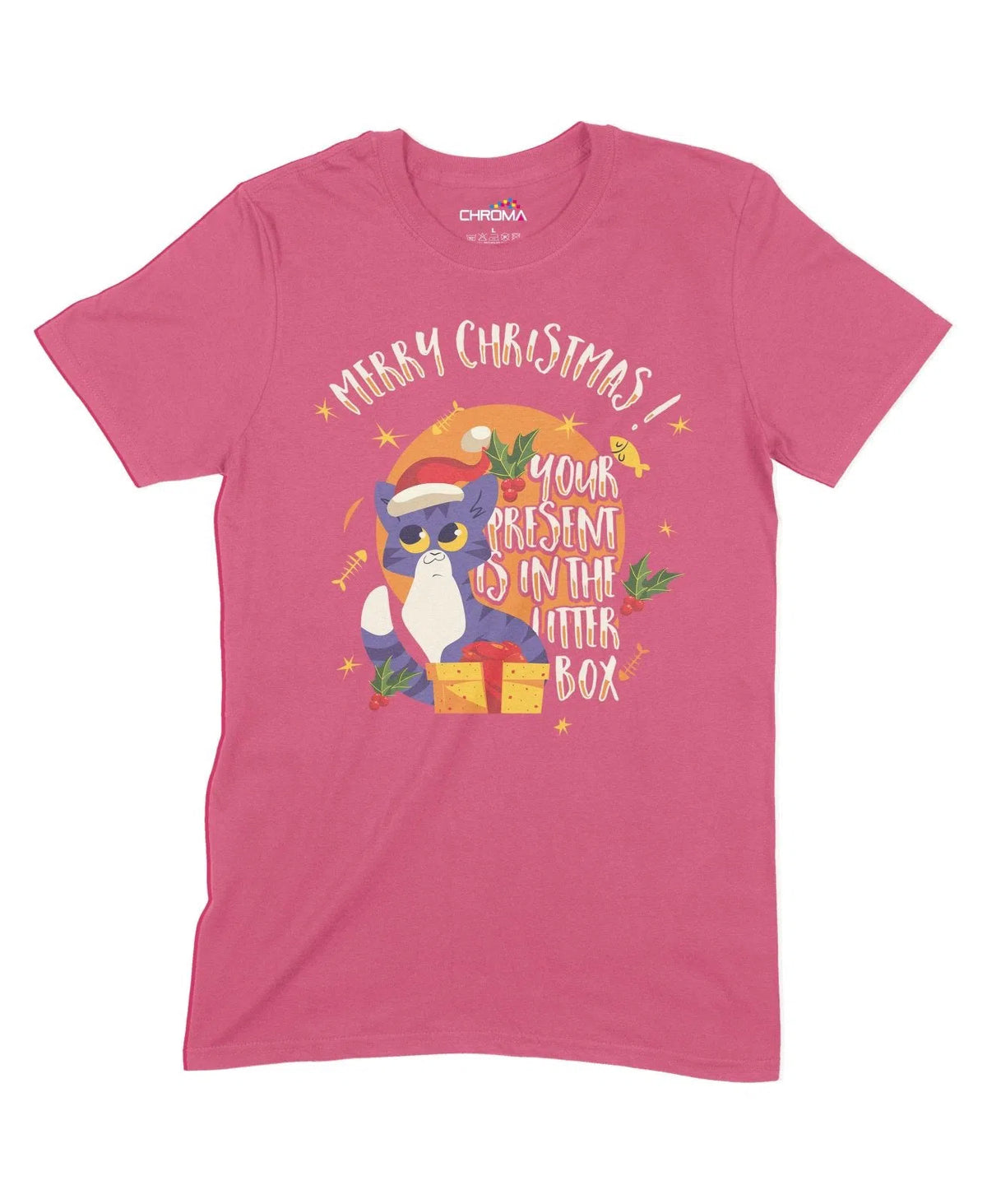 Merry Christmas, Your Present Is In The Litter Box Unisex Adult T-Shir Chroma Clothing
