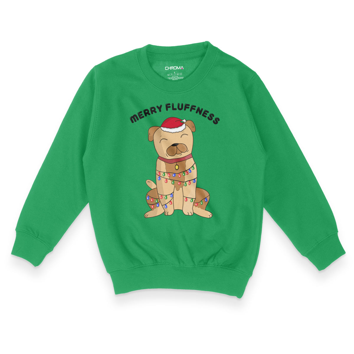 Merry Fluffness Festive Dog Lover | Kid's Christmas Sweatshirt Chroma Clothing