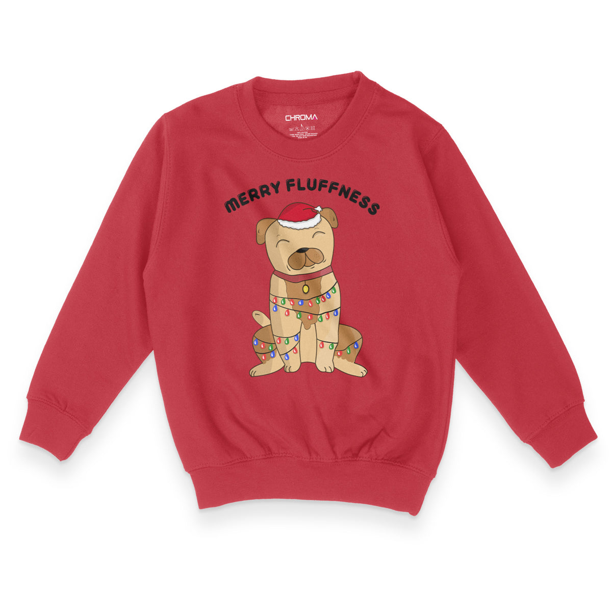 Merry Fluffness Festive Dog Lover | Kid's Christmas Sweatshirt Chroma Clothing