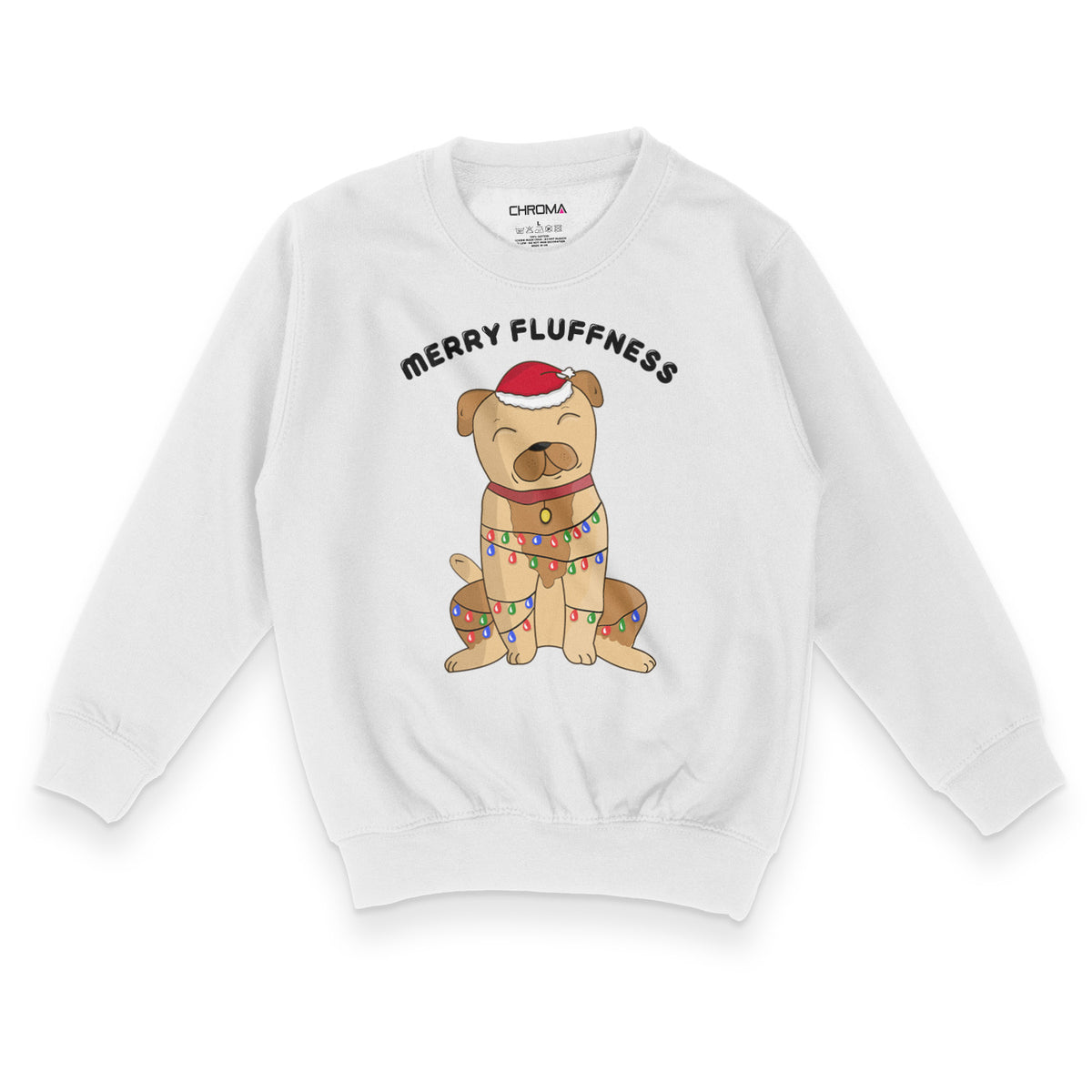 Merry Fluffness Festive Dog Lover | Kid's Christmas Sweatshirt Chroma Clothing