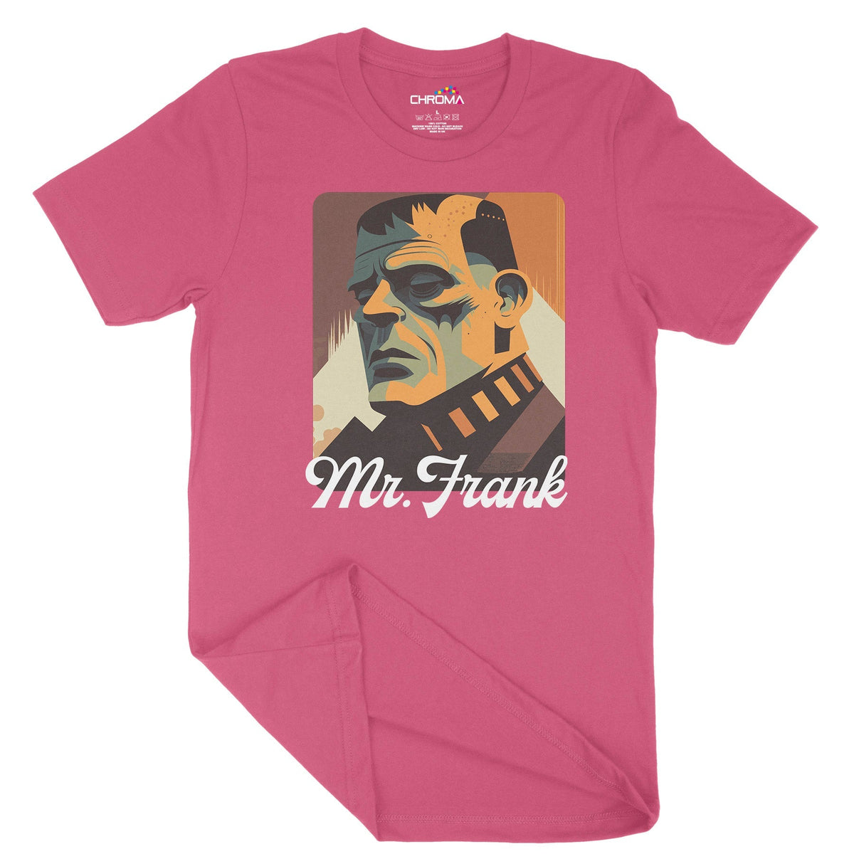 Mr Frank. Frankenstein Unisex Adult T-Shirt | Premium Halloween Clothi Chroma Clothing