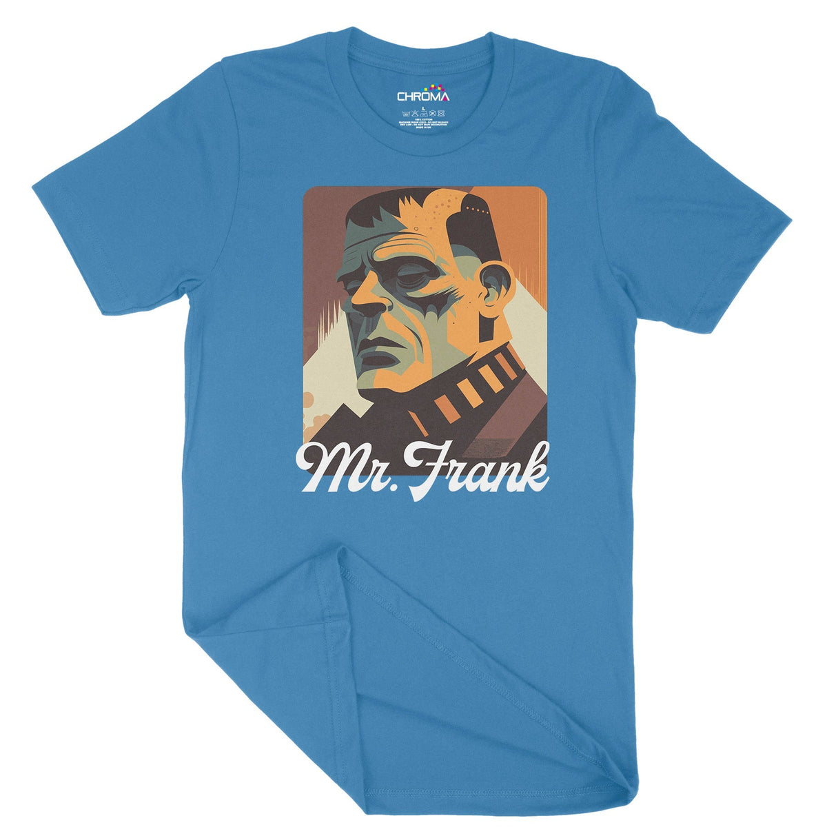 Mr Frank. Frankenstein Unisex Adult T-Shirt | Premium Halloween Clothi Chroma Clothing