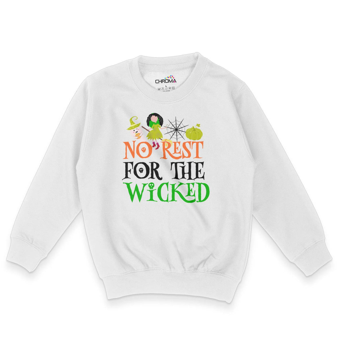 No Rest For The Wicked Halloween Unisex Youth Sweatshirt | Premium Hal Chroma Clothing