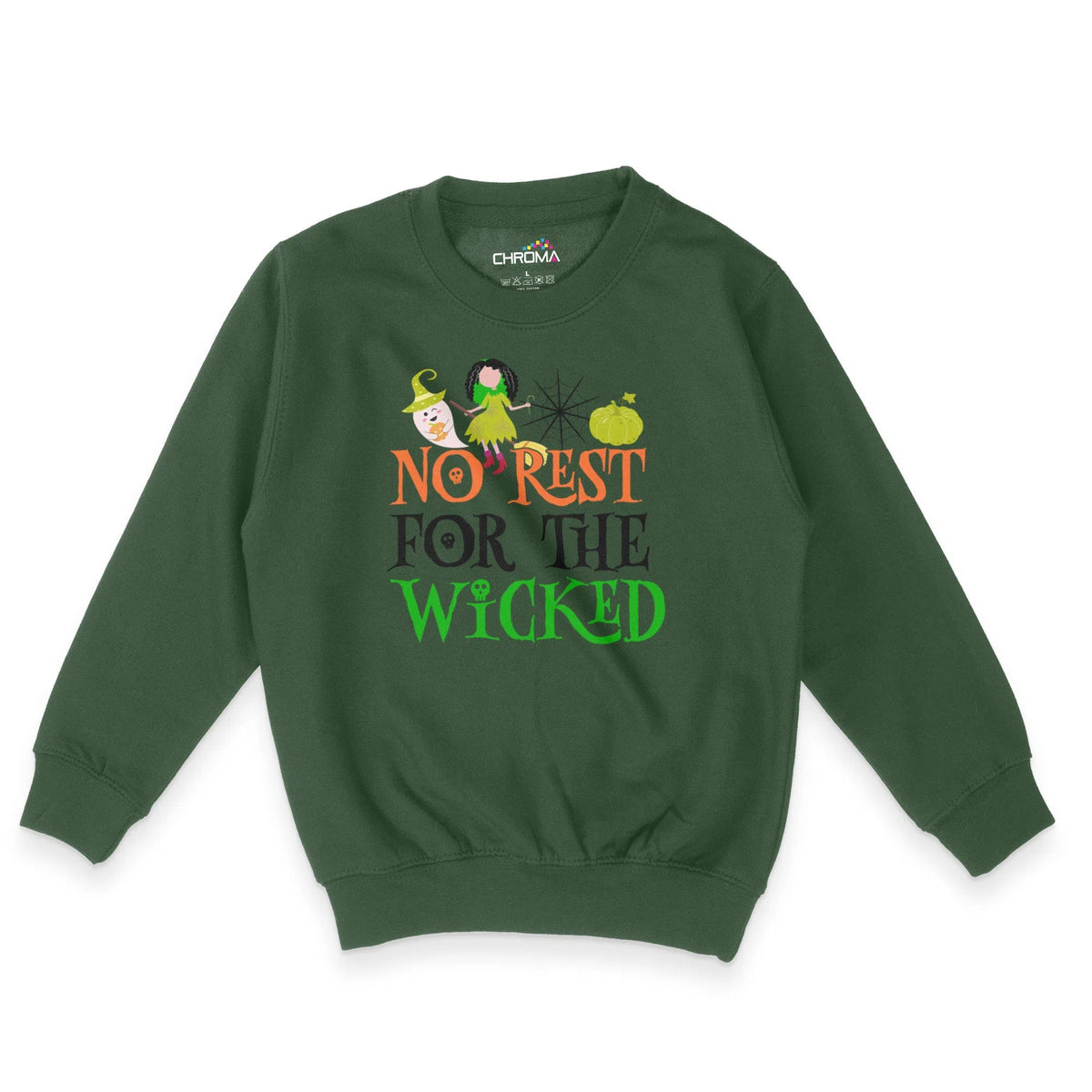 No Rest For The Wicked Halloween Unisex Youth Sweatshirt | Premium Hal Chroma Clothing