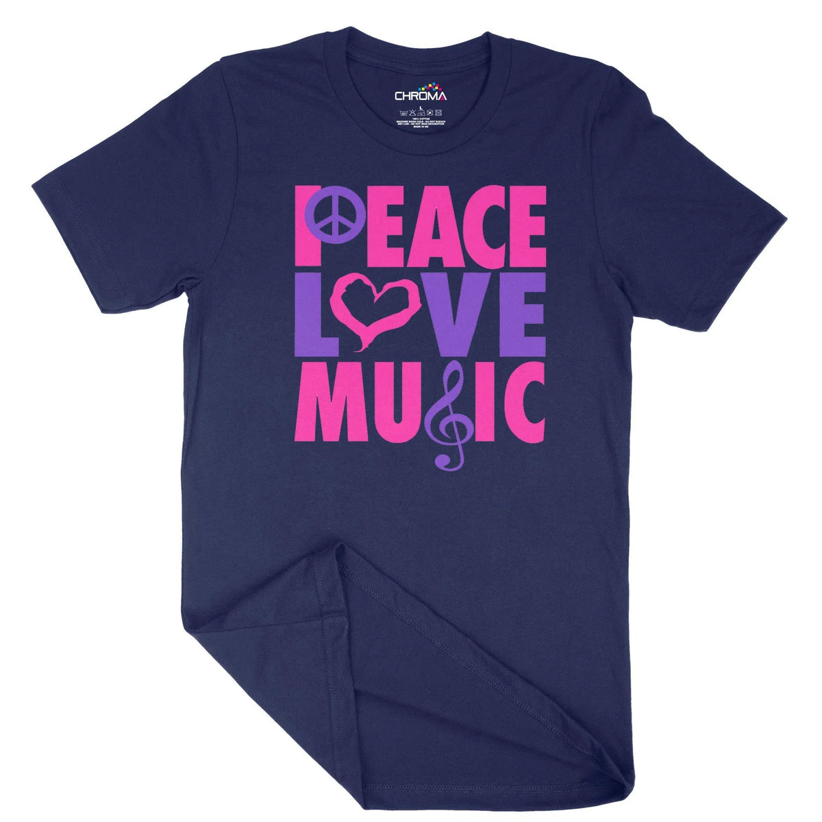Peace Love Music Unisex Adult T-Shirt | Quality Slogan Clothing Chroma Clothing