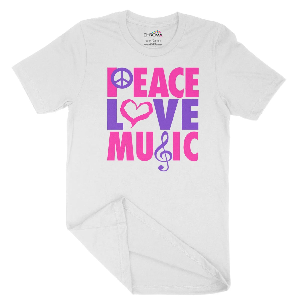 Peace Love Music Unisex Adult T-Shirt | Quality Slogan Clothing Chroma Clothing