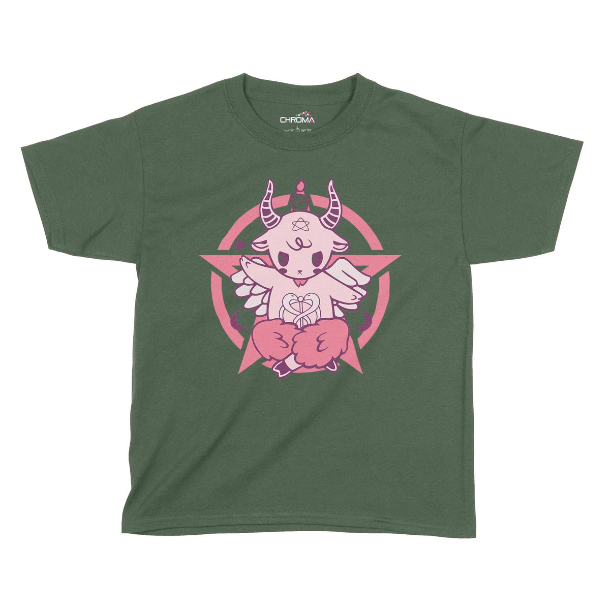 Pentagram Goat Halloween Kids T-Shirt | Premium Halloween Clothing Chroma Clothing