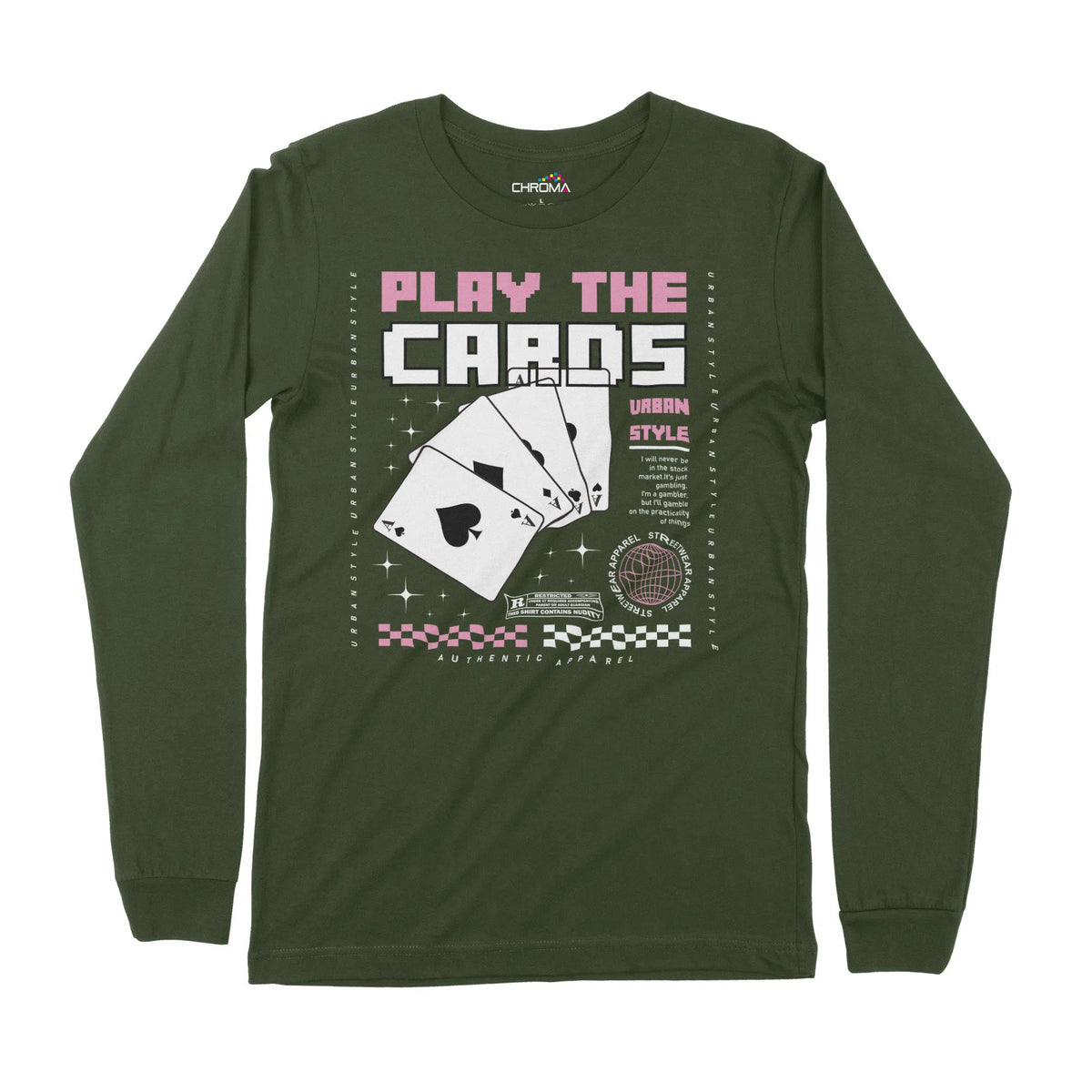 Play The Cards | Long-Sleeve T-Shirt | Premium Quality Streetwear Chroma Clothing