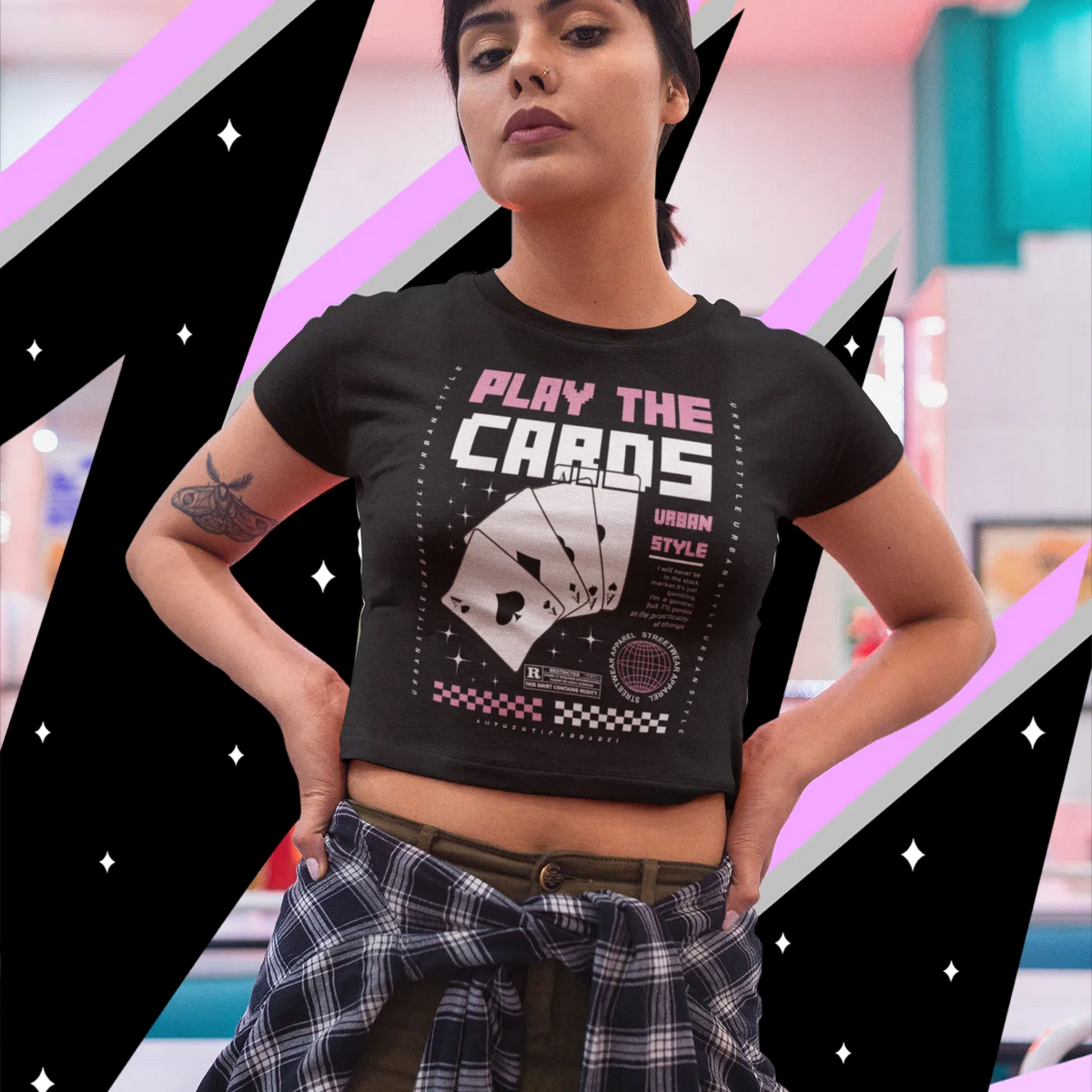 Play The Cards | Women's Cropped T-Shirt Chroma Clothing