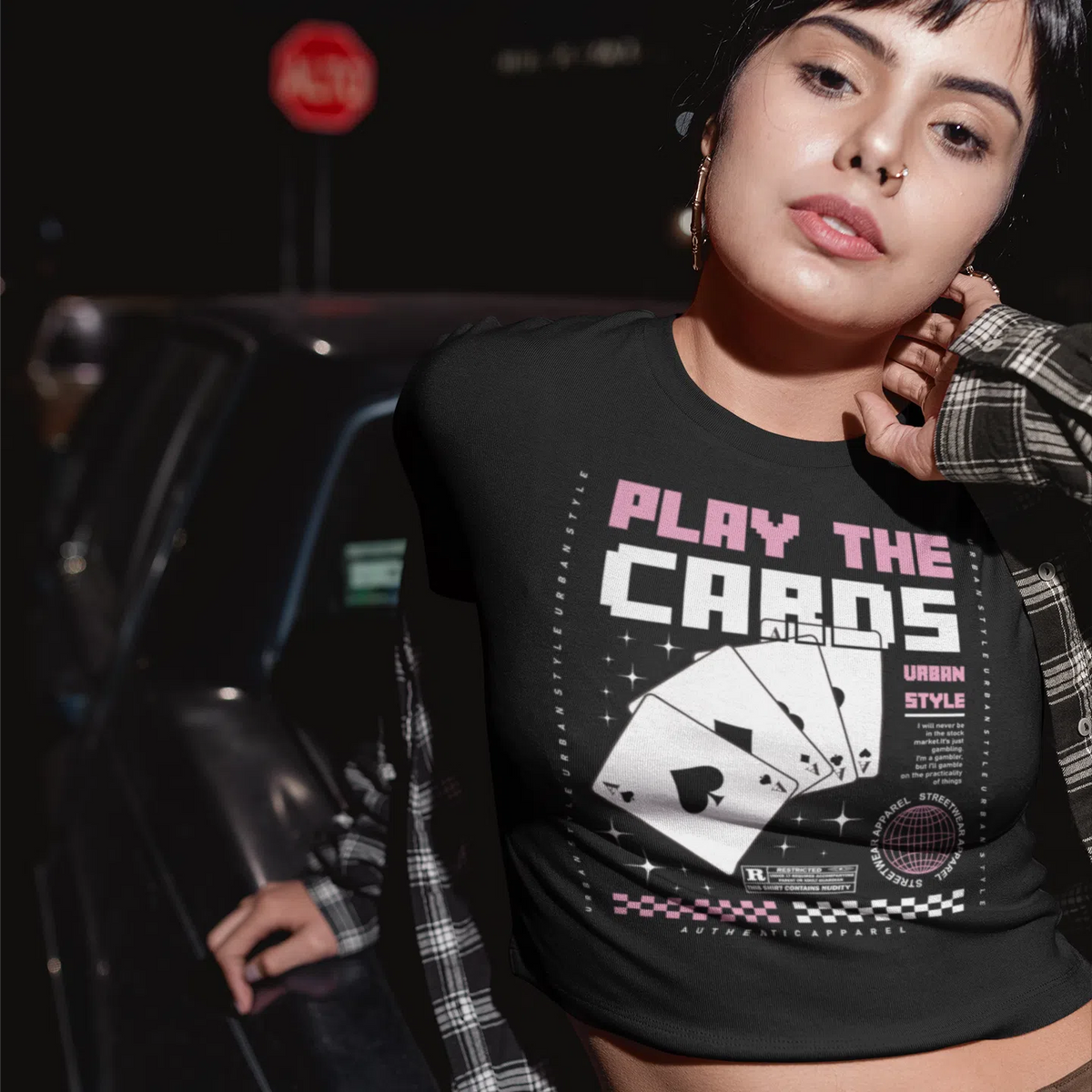 Play The Cards | Women's Cropped T-Shirt Chroma Clothing