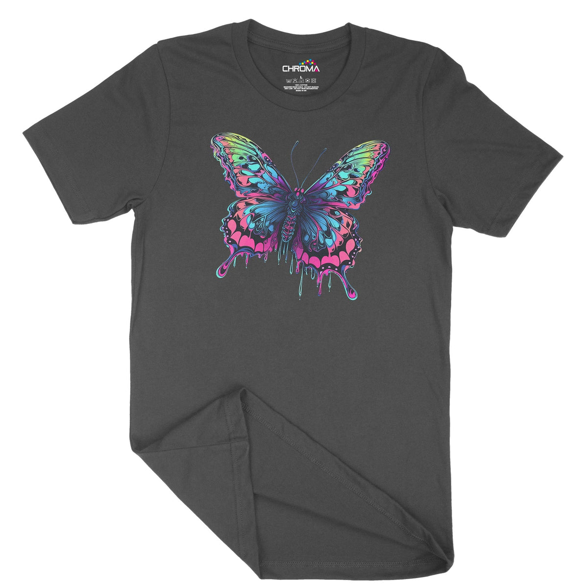 Psychedelic Butterfly Unisex Adult T-Shirt Chroma Clothing