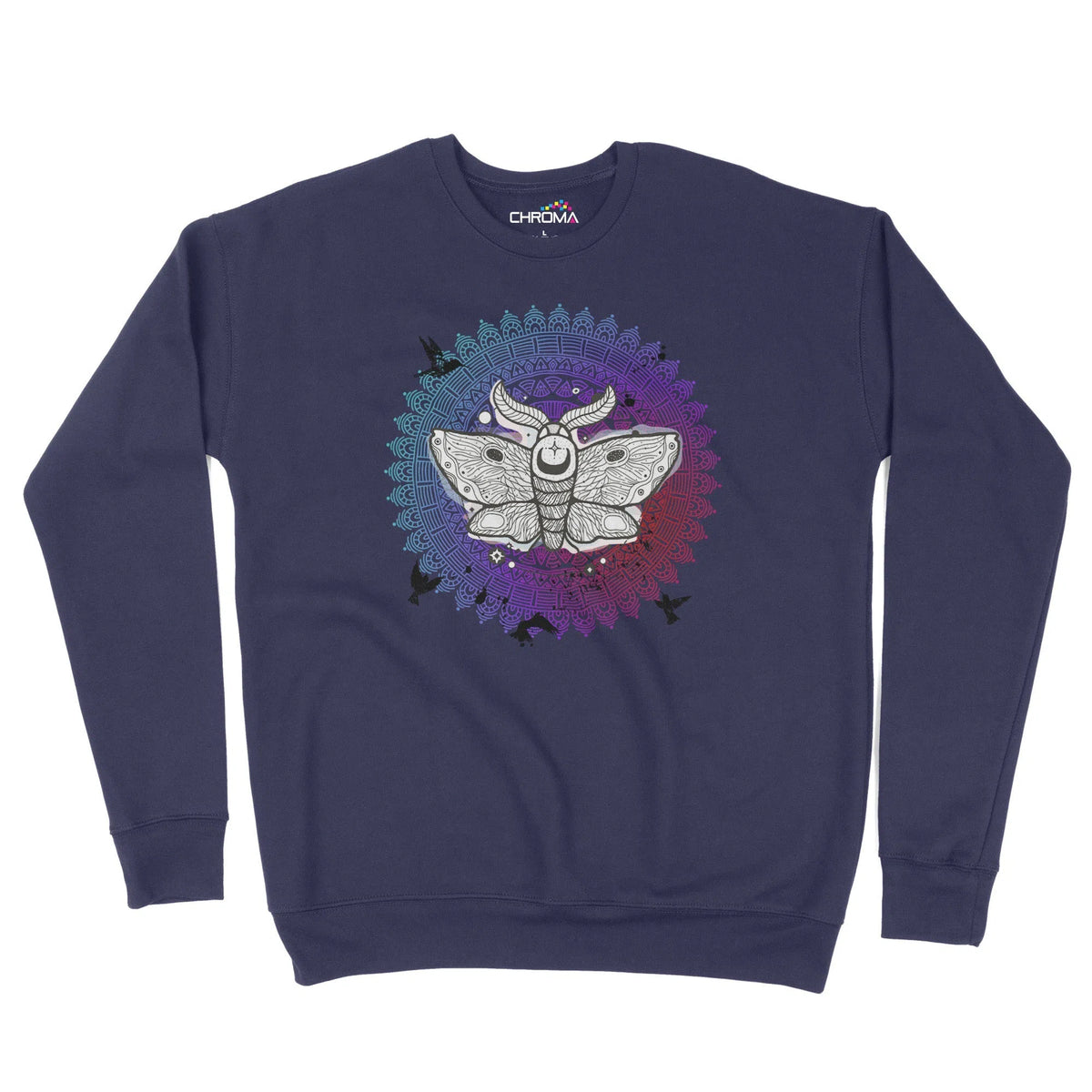 Psychedelic Moth Unisex Adult Sweatshirt Chroma Clothing